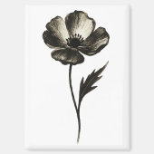 Minimalistische Klaproos – Monochrome Botanische I Magneet (Voorkant)