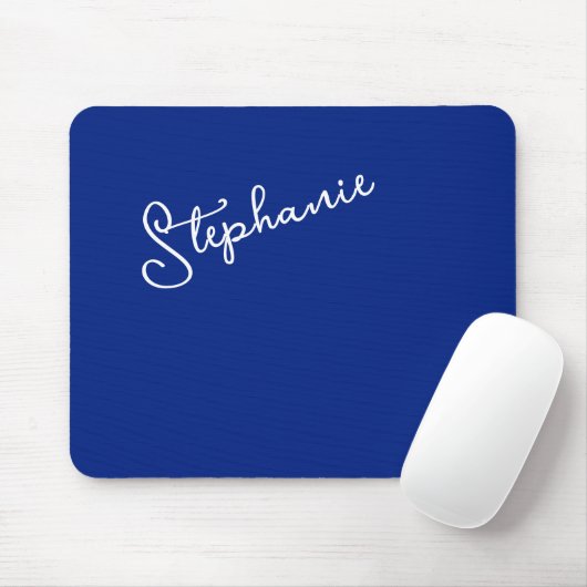 Minimalistische Klasse Blau Persoonlijk Script Naa Muismat (Met muis)