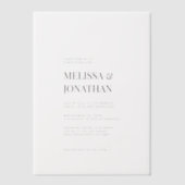 Minimalistische klasse formele typografie bruiloft vellum uitnodigingen (Voorkant)