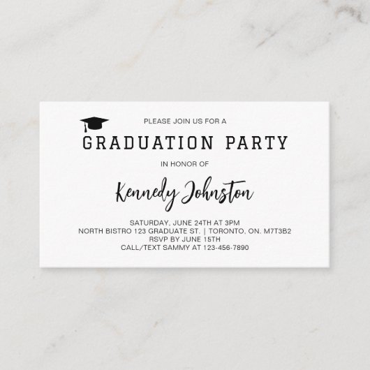 Minimalistische klasse van 2025 afstudeerfeest Afs Informatiekaartje (Voorkant)