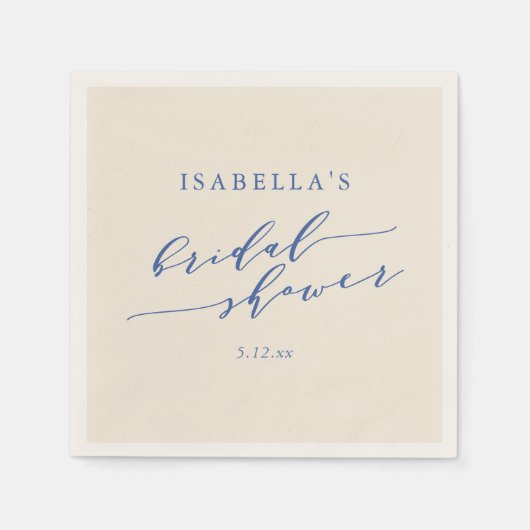 Minimalistische Klassiek Blauwe Chic Bruiloft Fees Servet (Voorkant)