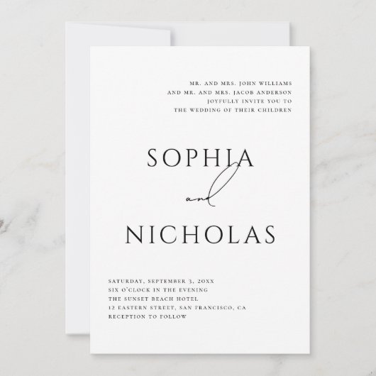 Minimalistische Klassieke Bruiloft | Elegante Typo Kaart (Voorkant)