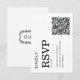 minimalistische klassieke eenvoudige QR zwart & wi RSVP Kaartje
