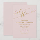 Minimalistische Klassieke Elegante Roze Baby Showe Kaart (Voorkant / Achterkant)