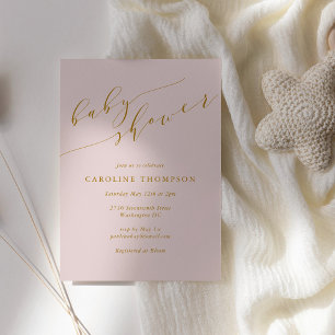 Minimalistische Klassieke Elegante Roze Baby Showe Kaart