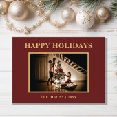 Minimalistische klassieke Feestdagen rode foto en Feestdagenkaart