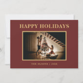 Minimalistische klassieke Feestdagen rode foto en  Feestdagenkaart (Voorkant)