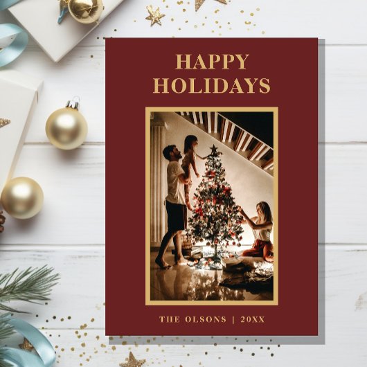 Minimalistische klassieke Feestdagen rode letter e Feestdagenkaart