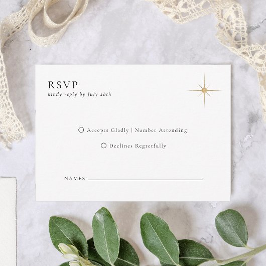 Minimalistische klassieke hemelse gouden sterren b RSVP kaartje