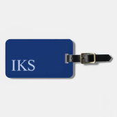 Minimalistische Klassieke Monogram Donkerblauw Bagagelabel (Voorkant horizontaal)