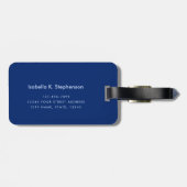 Minimalistische Klassieke Monogram Donkerblauw Bagagelabel (Achterkant horizontaal)