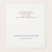 Minimalistische klassieke professionele blauwe crè visitekaartje (Buitenkant ongevouwen)