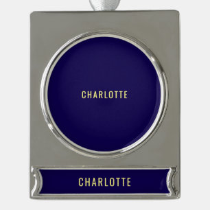 Minimalistische Klassieke Professionele Blauwe Kle Verzilverd Banner Ornament