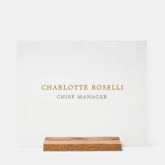 Minimalistische Klassieke Professionele Gouden Kle Acryl Bord (Voorkant)