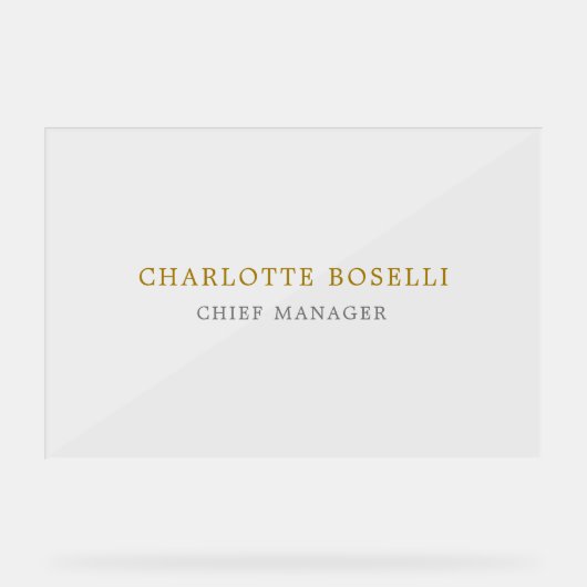 Minimalistische Klassieke Professionele Gouden Kle Acryl Bord (Voorkant)