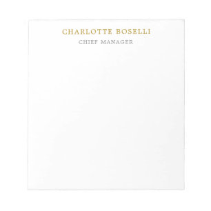 Minimalistische Klassieke Professionele Gouden Kle Notitieblok
