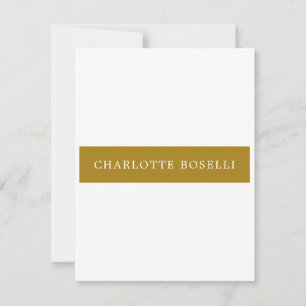 Minimalistische Klassieke Professionele Gouden Kle Notitiekaartje