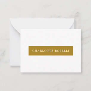 Minimalistische Klassieke Professionele Gouden Kle Notitiekaartje