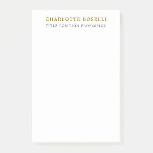 Minimalistische Klassieke Professionele Gouden Kle Post-it® Notes (Voorkant)