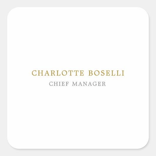 Minimalistische Klassieke Professionele Gouden Kle Vierkante Sticker (Voorkant)