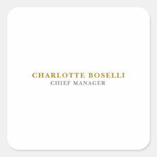 Minimalistische Klassieke Professionele Gouden Kle Vierkante Sticker