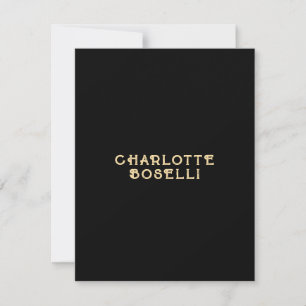 Minimalistische Klassieke Professionele Zwarte Gou Notitiekaartje
