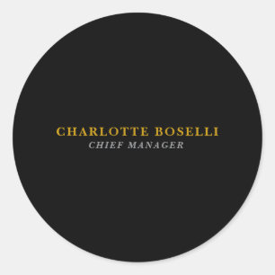 Minimalistische Klassieke Professionele Zwarte Gou Ronde Sticker