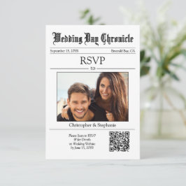 Minimalistische Klassieke QR-code 1 Foto Witte Kra RSVP Kaartje