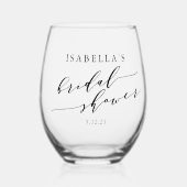 Minimalistische klassieke script aangepaste bruids wijnglas zonder voet (Voorkant)