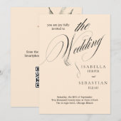 Minimalistische klassieke script bruiloft uitnodig kaart (Voorkant / Achterkant)