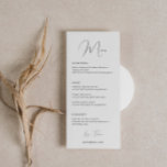 Minimalistische klassieke script lettertype bruilo menu<br><div class="desc">Deze aanpasbare bijpassende trouwmenukaart is ontworpen om te coördineren met ons Minimalistische All In One-Collectie en heeft een strakke en eenvoudige lay-out, met een klassiek lettertype. Voor meer geavanceerde aanpassingen van dit ontwerp, bijvoorbeeld het wijzigen van de lay-out, het lettertype of de tekstgrootte, klikt u op de knop "AANPASSEN" hierboven....</div>
