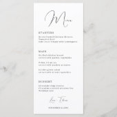 Minimalistische klassieke script lettertype bruilo menu (Voorkant)