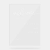 Minimalistische Klassieke Script Trouw Welkom Acryl Bord (Voorkant)