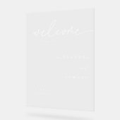 Minimalistische Klassieke Script Trouw Welkom Acryl Bord (Hoek)