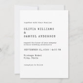 Minimalistische klassieke typemachine bruiloft kaart (Voorkant)