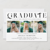 Minimalistische Klassieke Typografie 3 Foto Afstud Kaart (Voorkant)