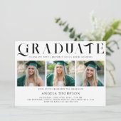Minimalistische Klassieke Typografie 3 Foto Afstud Kaart (Staand voorkant)