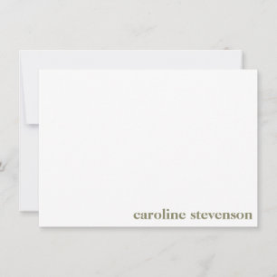 Minimalistische klassieke typografie op maat olijf notitiekaartje