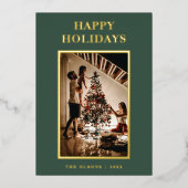 Minimalistische klassieke vakantie groene brief en folie feestdagenkaart (Voorkant)