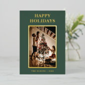 Minimalistische klassieke vakantie groene brief en folie feestdagenkaart (Staand Voorkant)