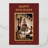 Minimalistische Klassieke Vakanties Rode Letter en Folie Feestdagenkaart (Voorkant)