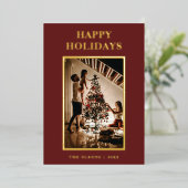 Minimalistische Klassieke Vakanties Rode Letter en Folie Feestdagenkaart (Staand Voorkant)