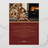 Minimalistische Klassieke Vakanties Rode Letter en Folie Feestdagenkaart (Achterkant)