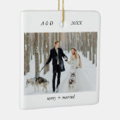 Minimalistische klassieke vrolijke en getrouwde fo keramisch ornament (Rechts)