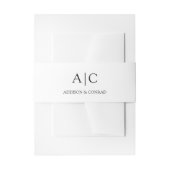 Minimalistische klassieke witte monogram trouw uitnodigingen wikkel (Voorkant Voorbeeld)