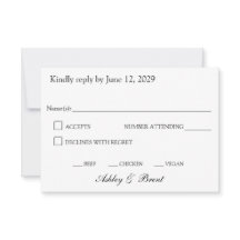 Minimalistische Klassieke Zwart en Wit RSVP Kaart
