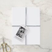 Minimalistische klassieke zwart-wit foto kerst cadeaulabel (Met Touw)