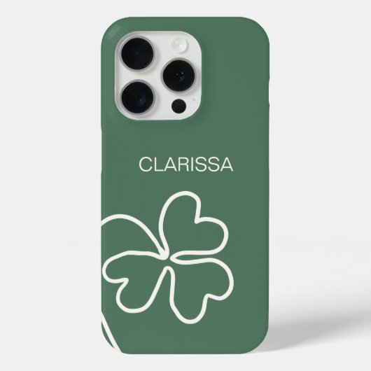 Minimalistische Klaver Blad Lijn Tekening Groen Aa Case-Mate iPhone Case (Achterkant)