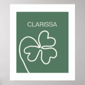 Minimalistische Klaver Blad Lijn Tekening Groen Aa Poster (Voorkant)