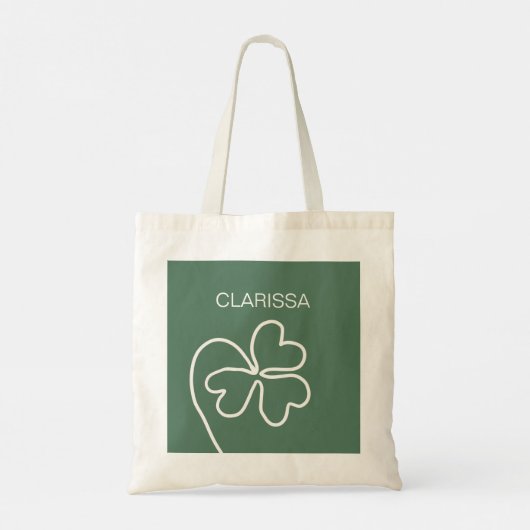 Minimalistische Klaver Blad Lijn Tekening Groen Aa Tote Bag (Achterkant)